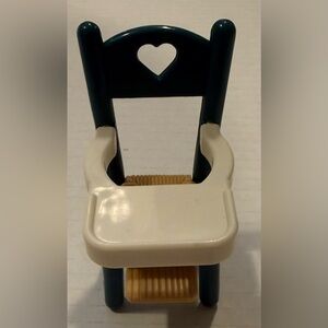 Vintage Fisher Price 1993 Dark Green High  Chair for Dollhouse